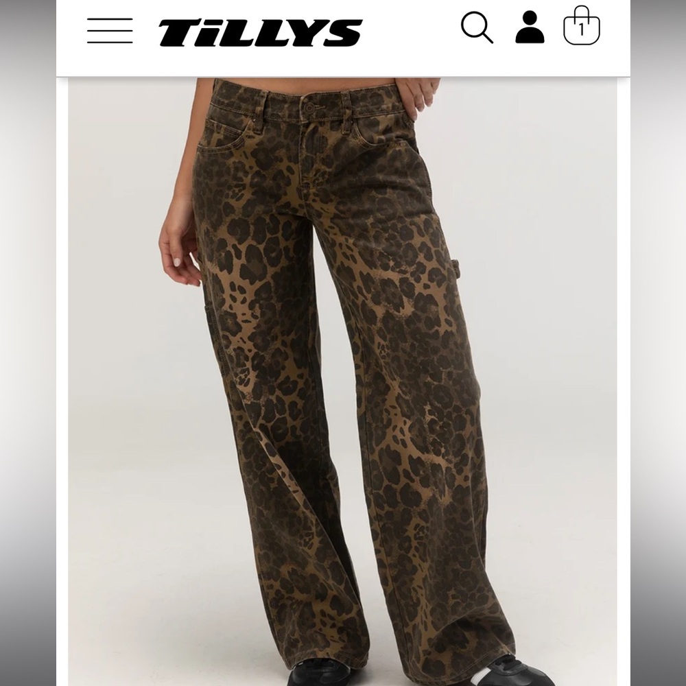 tillys leopard baggy carpenter jeans